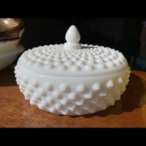One of the prettiest hobnail milk glass dish